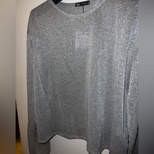Glittery silver Zara top, size M